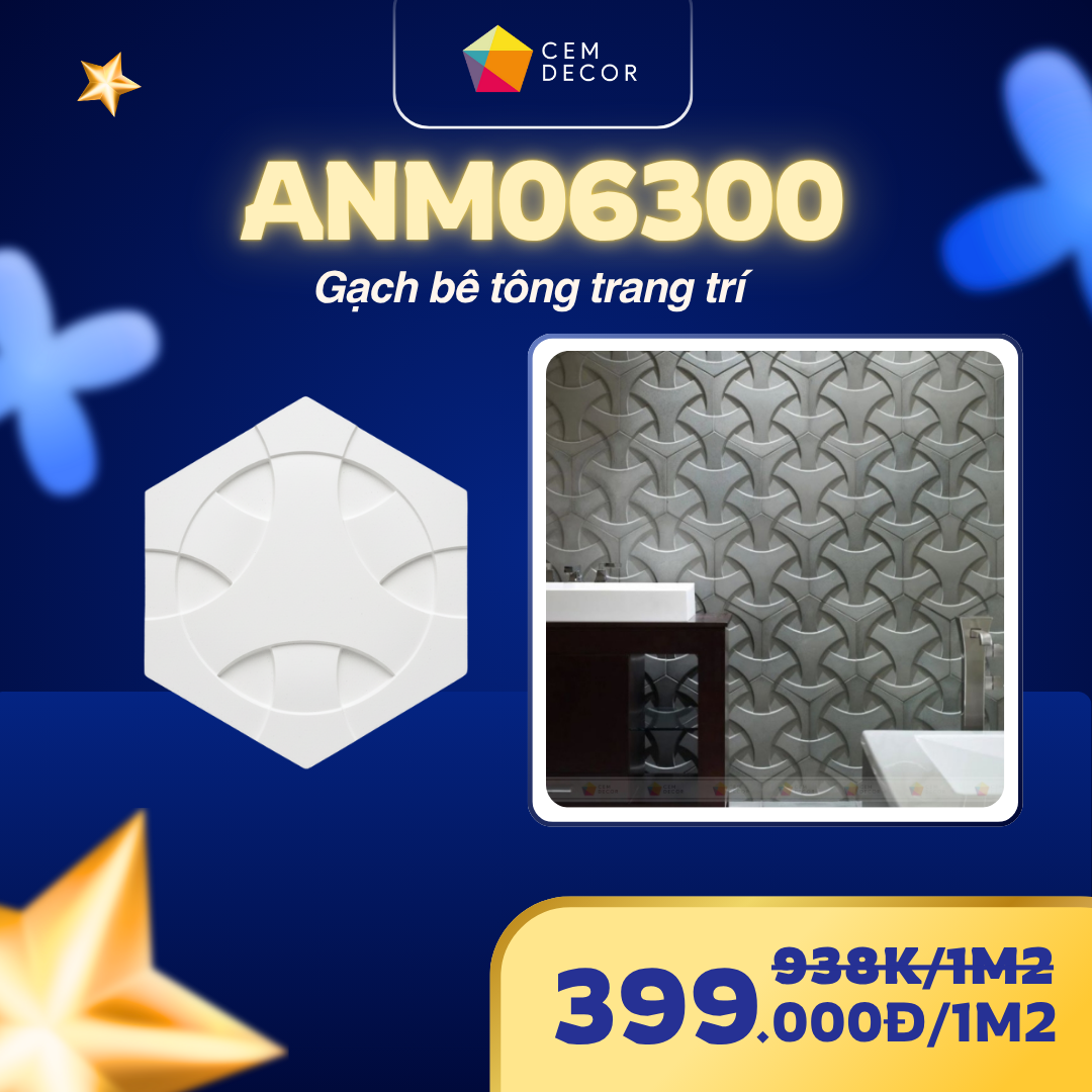 Gạch bê tông trang trí ANM06300 – Đỉnh cao sáng tạo trong nghệ thuật ốp tường hiện đại