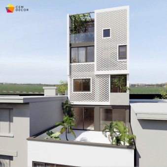 Gạch thông gió bê tông - Giải pháp mặt tiền bền vững cho nhà phố tại Hoài Đức, Hà Nội